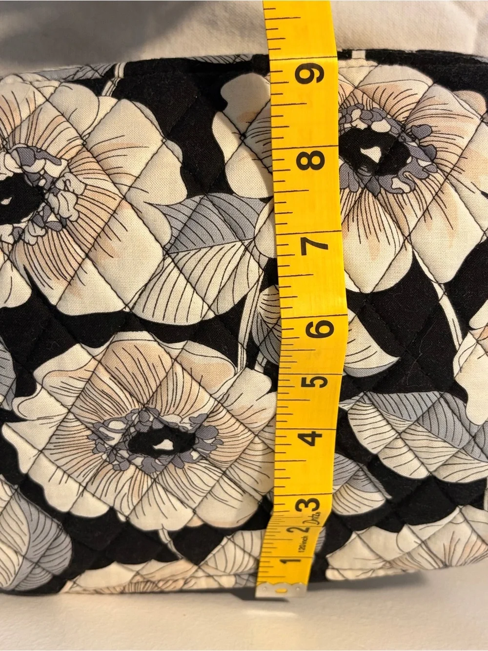 Vera Bradley Black, Cream & Gray Floral Quilted Cosmetic Pouch